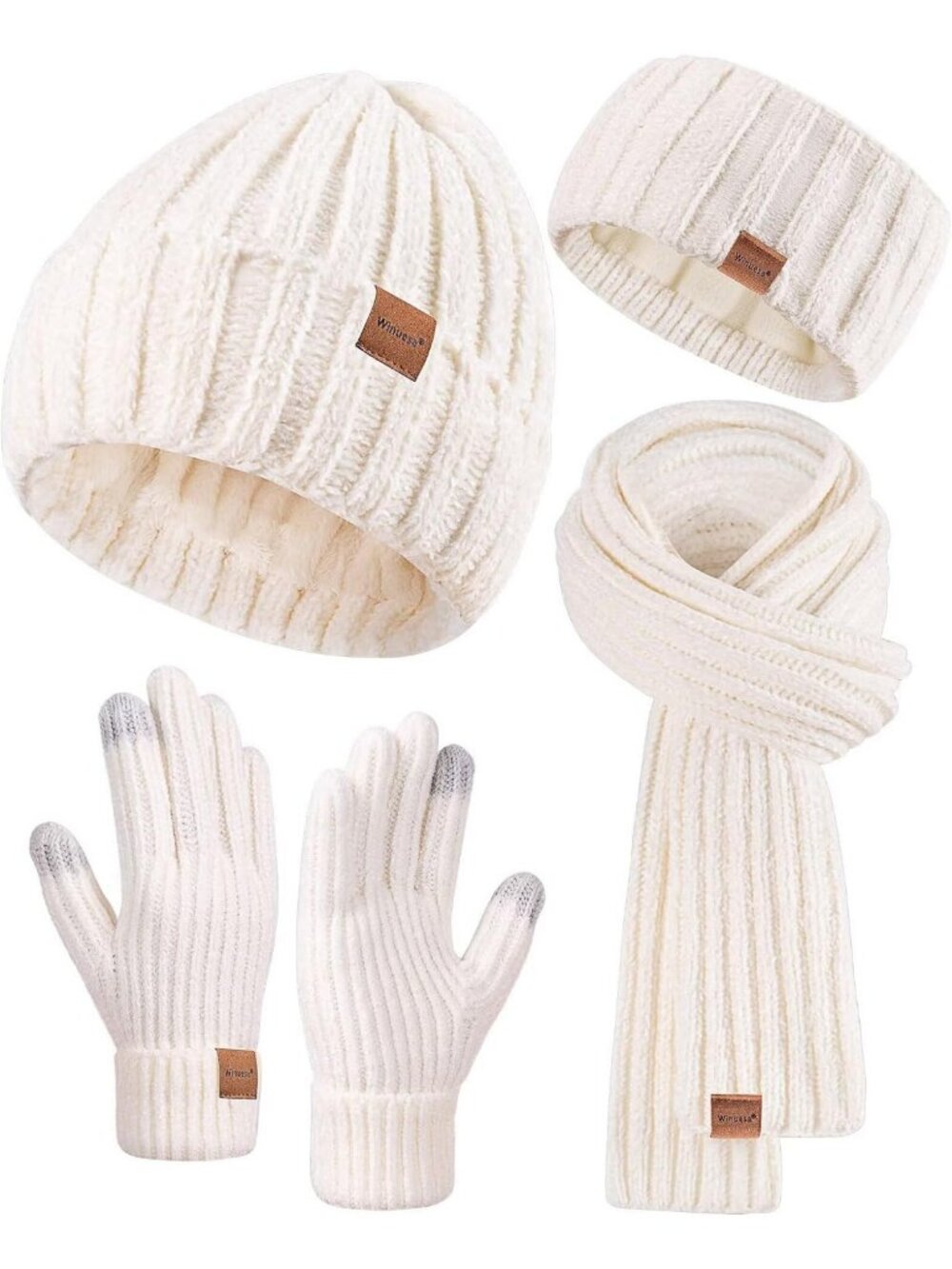 Cozy Winter Beanie, Scarf & Gloves Set | Chenille Knit, Fleece Lined